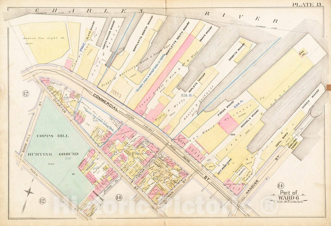 Historical Map, 1888 Atlas of The City of Boston : City Proper : Plate 13, Vintage Wall Art