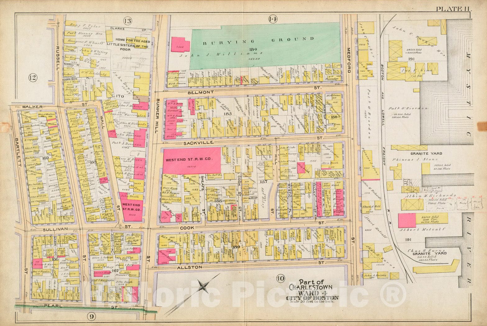 Historical Map, 1892 Atlas of The City of Boston : Charlestown : Plate 11, Vintage Wall Art