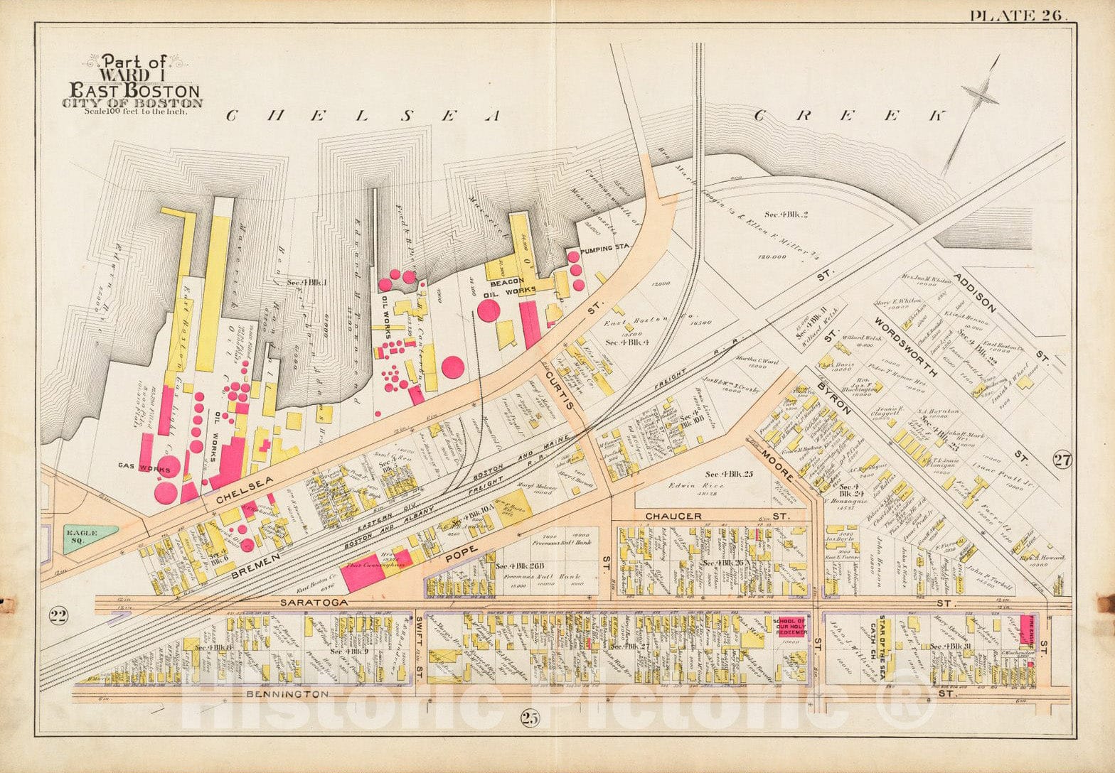 Historical Map, 1892 Atlas of the city of Boston : East Boston, Mass. : plate 26, Vintage Wall Art