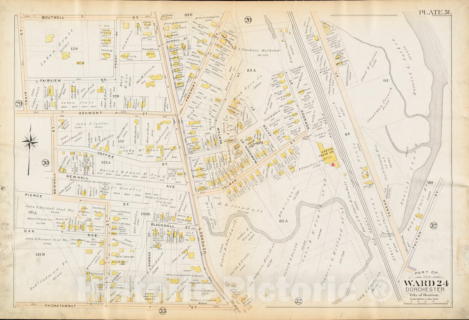 Historical Map, 1894 Atlas of The City of Boston : Dorchester, Mass. : Plate 31, Vintage Wall Art