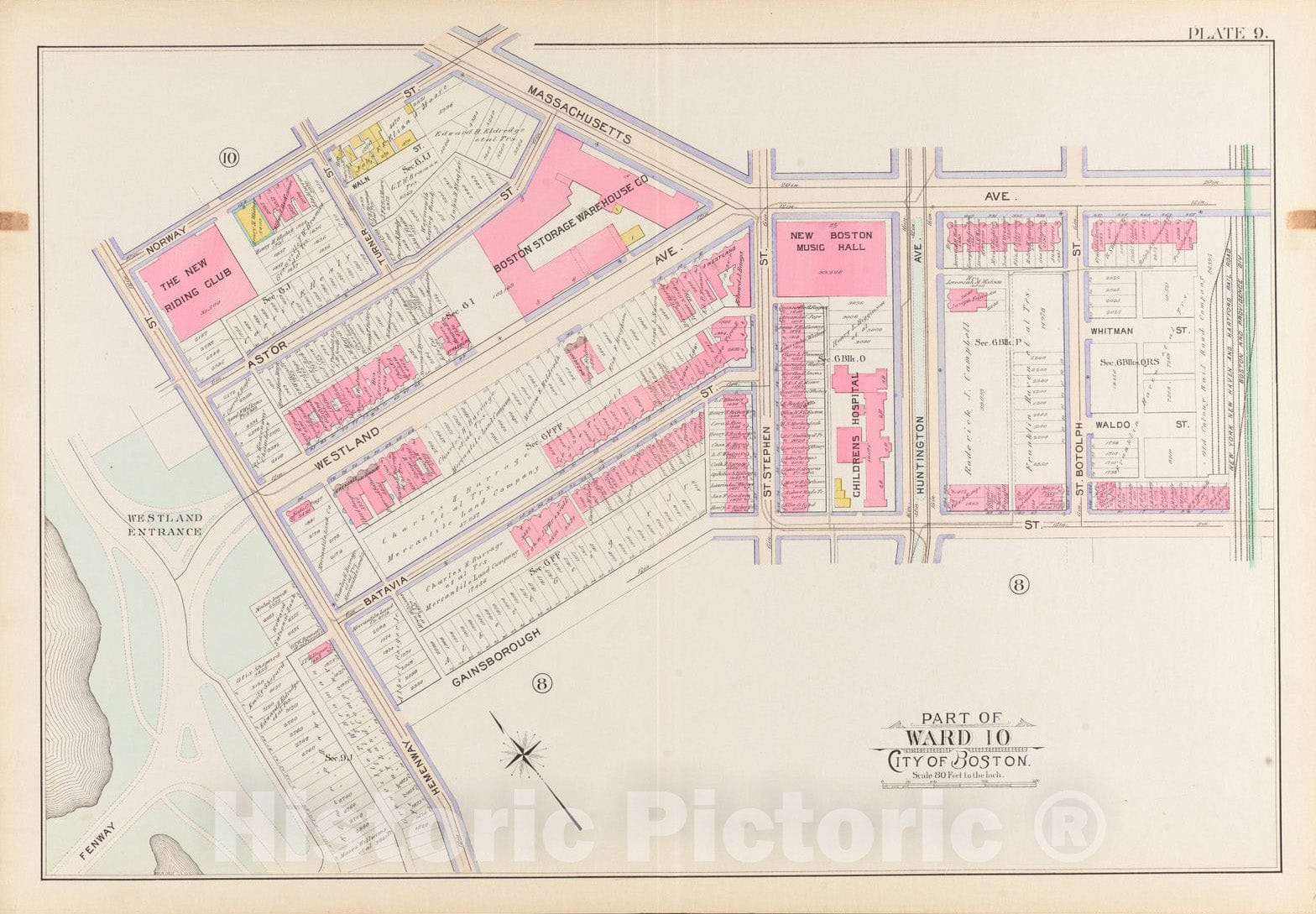 Historical Map, 1899 Atlas of The City of Boston, Roxbury : Plate 9, Vintage Wall Art
