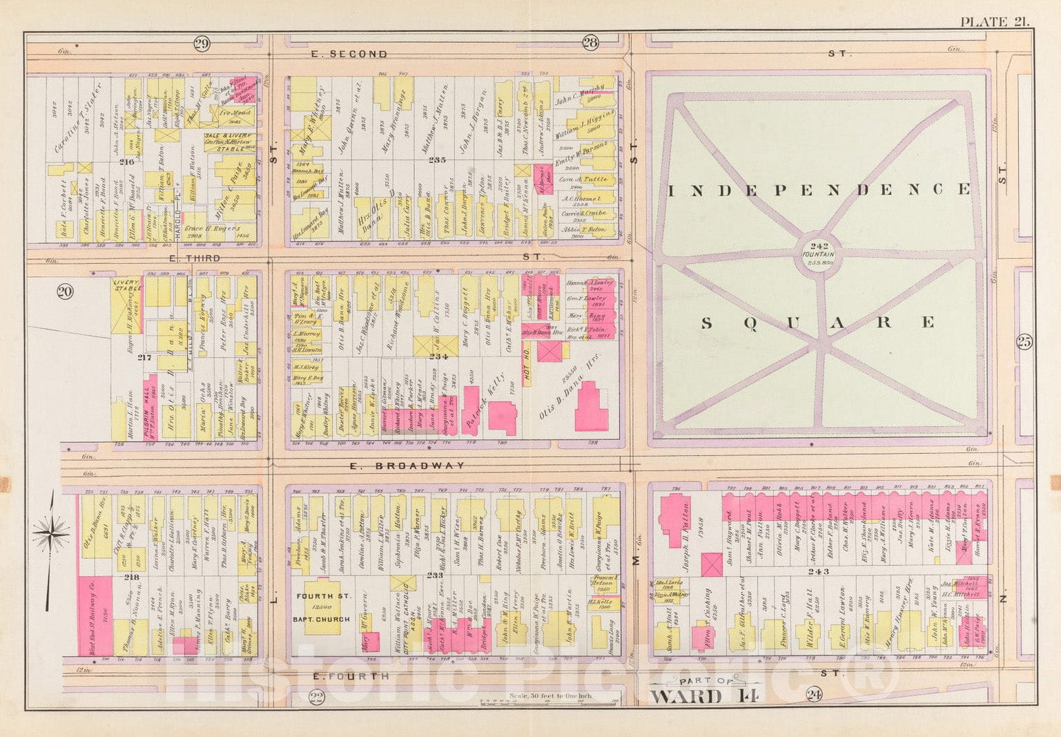 Historical Map, 1899 Atlas of the city of Boston, South Boston : plate 21, Vintage Wall Art