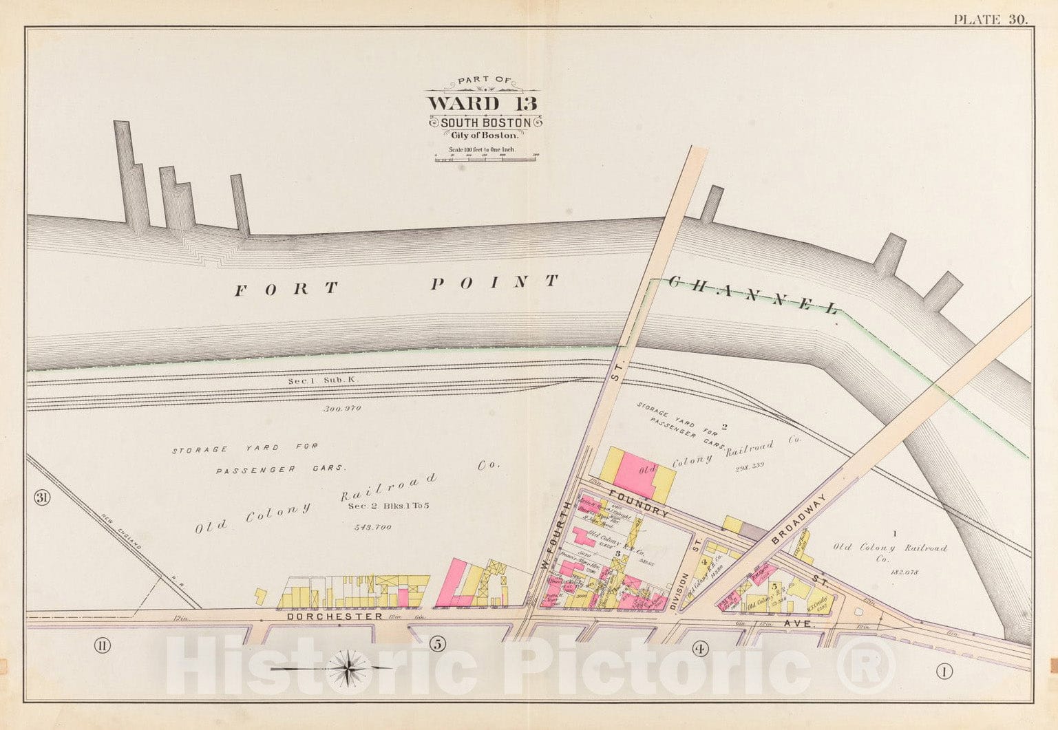 Historical Map, 1899 Atlas of The City of Boston, South Boston : Plate 30, Vintage Wall Art