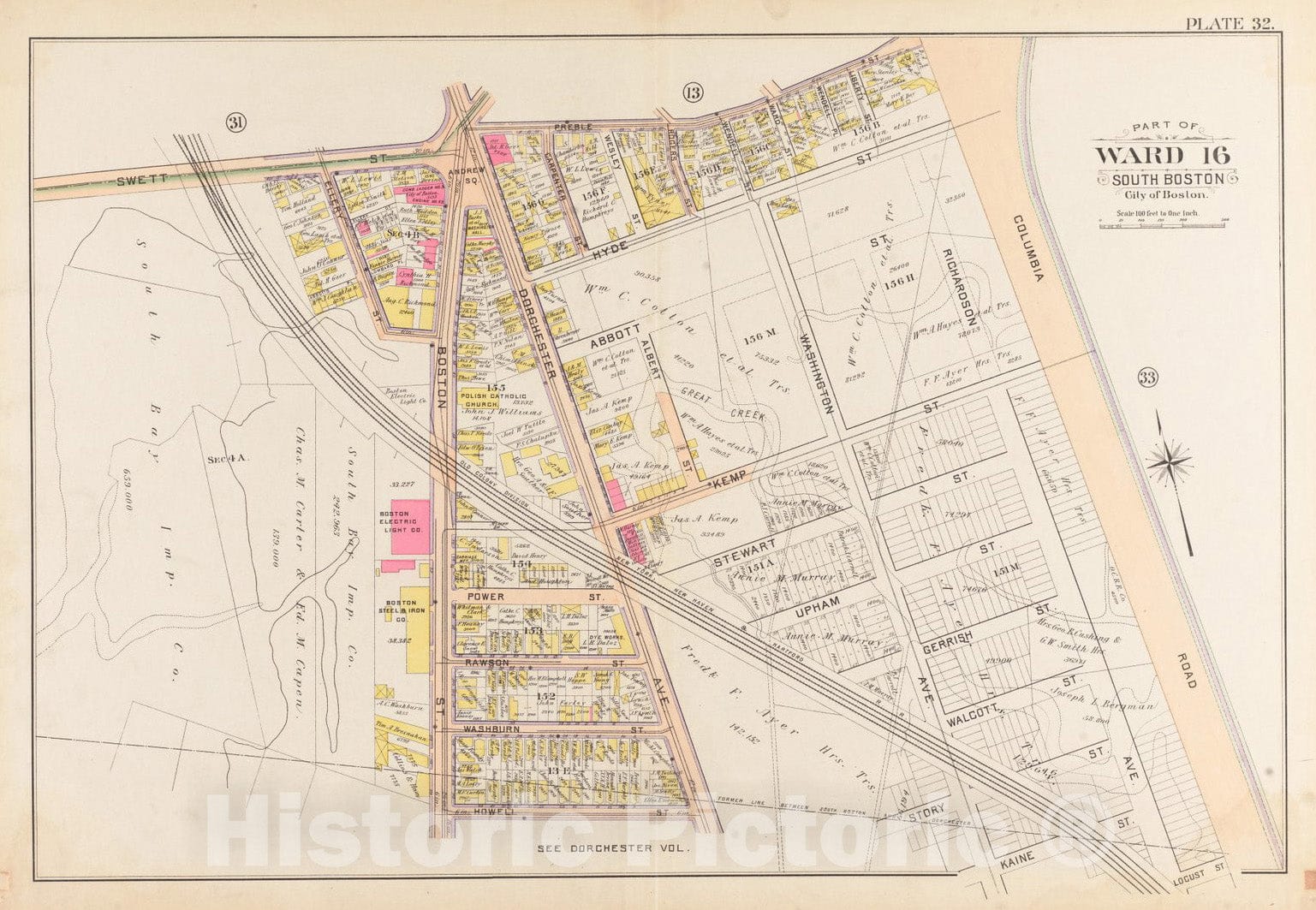 Historical Map, 1899 Atlas of the city of Boston, South Boston : plate 32, Vintage Wall Art