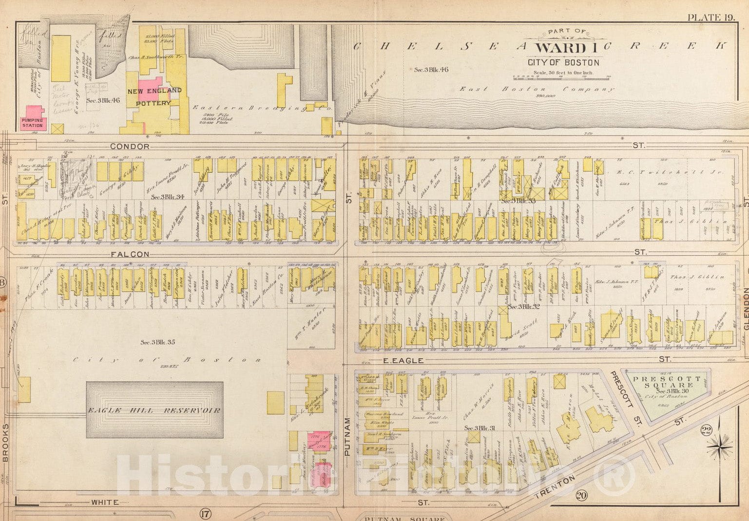 Historical Map, 1901 Atlas of the city of Boston, East Boston : plate 19, Vintage Wall Art