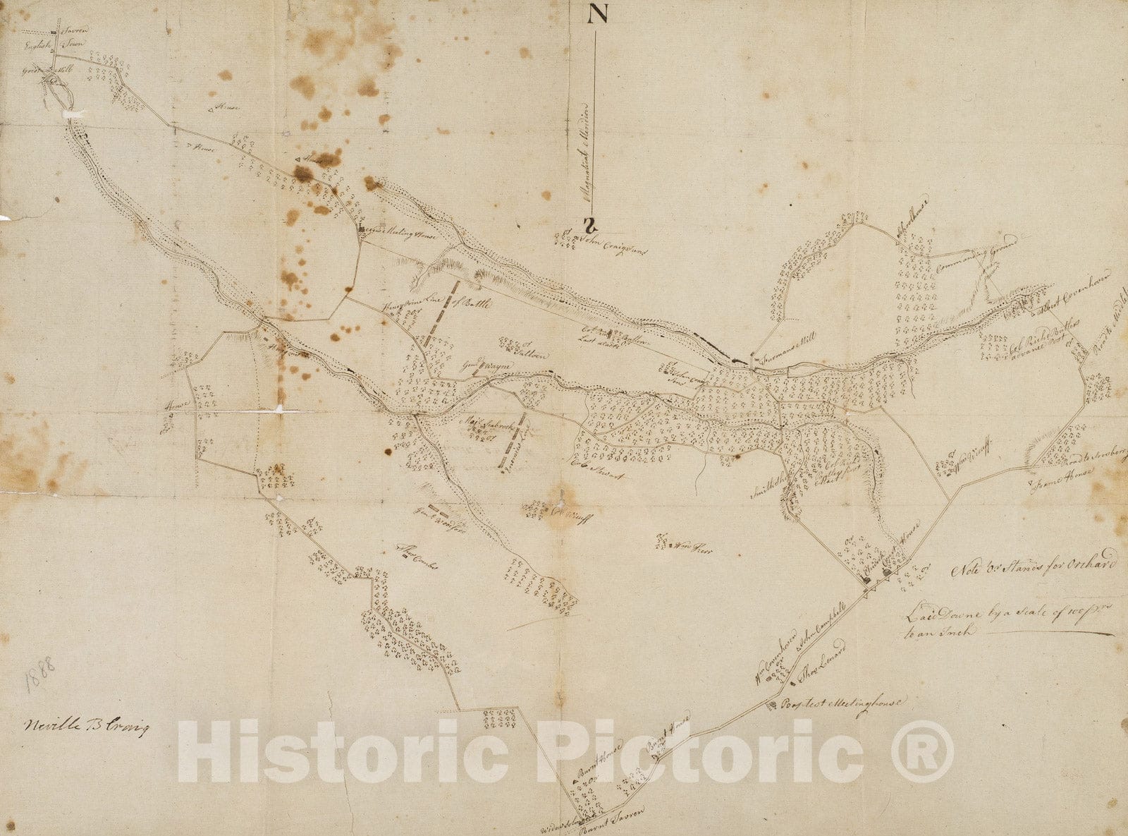 Historical Map, 1778 Plan of The Battle of Monmouth, 28th of June, 78, Vintage Wall Art