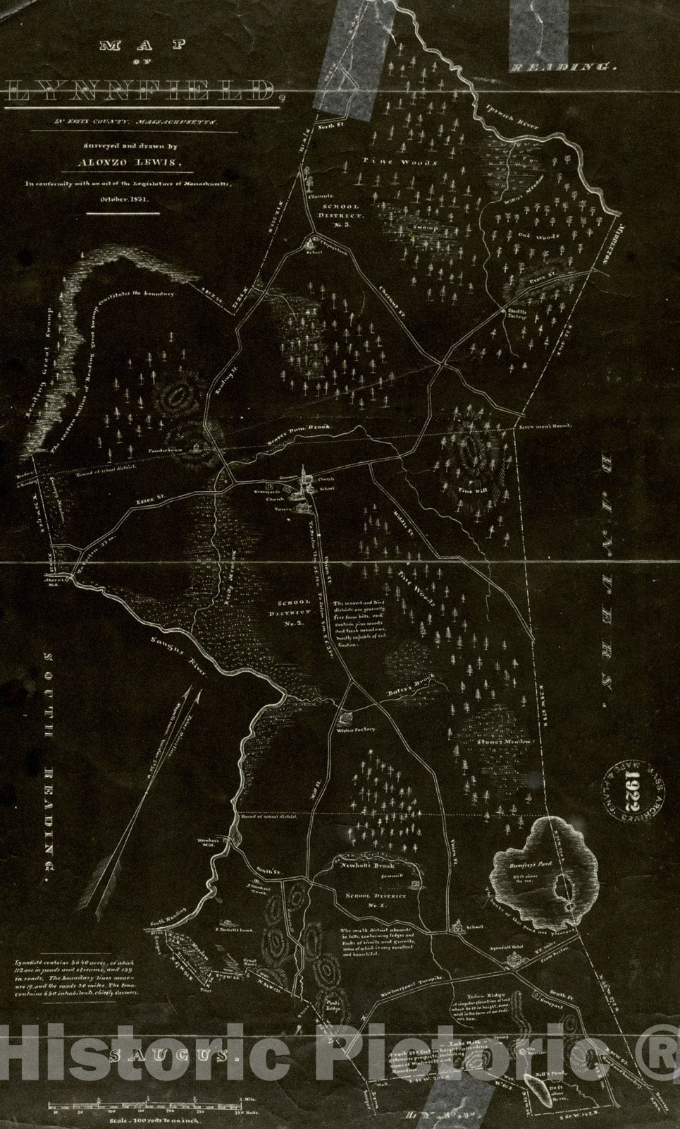 Historical Map, 1922 Map of Lynnfield, in Essex County, Massachusetts