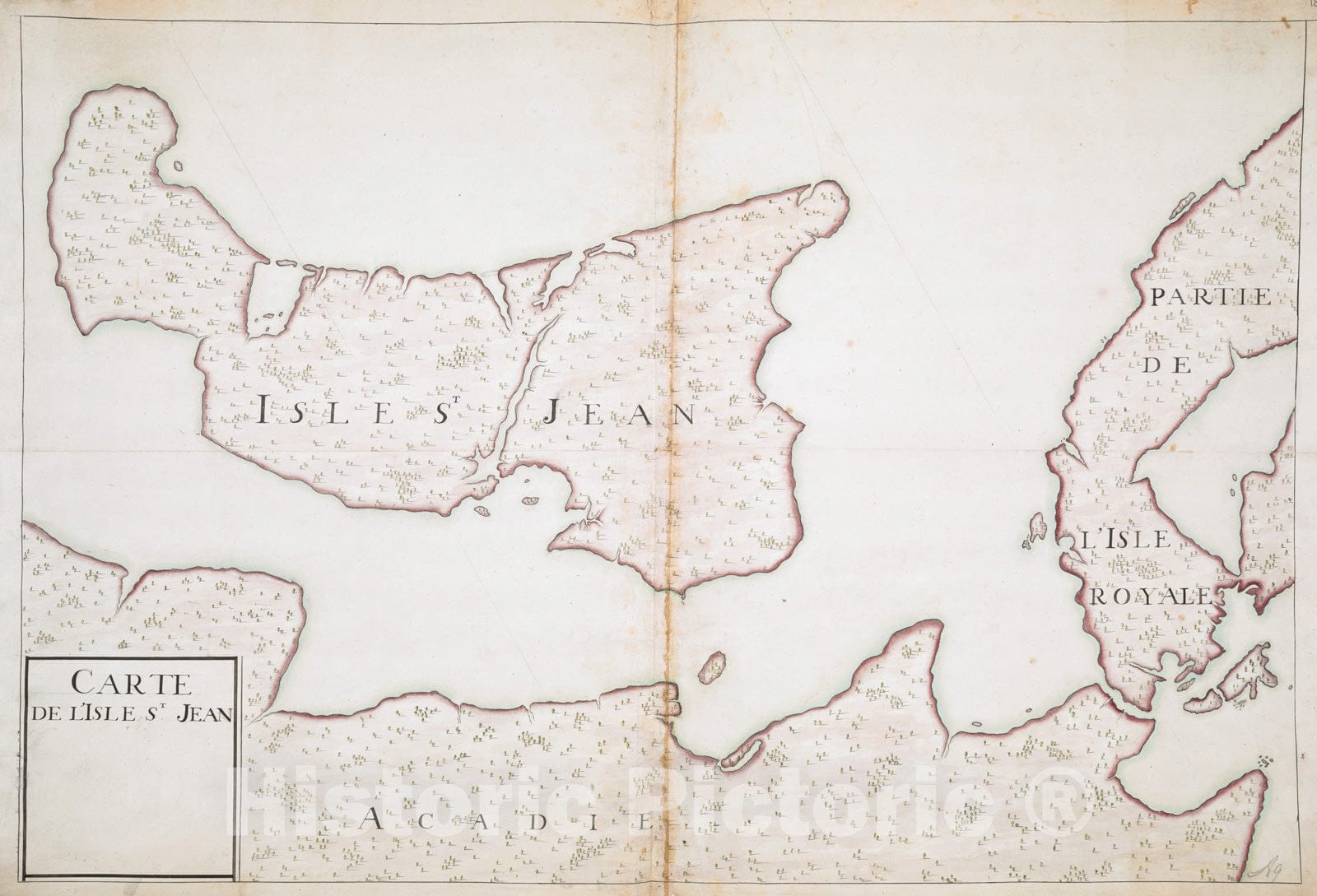 Historical Map, 1722 Carte DE L'ISLE ST Jean, Vintage Wall Art