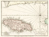 Historical Map, 1740 Carte de l'isle de la Jamaique, Vintage Wall Art