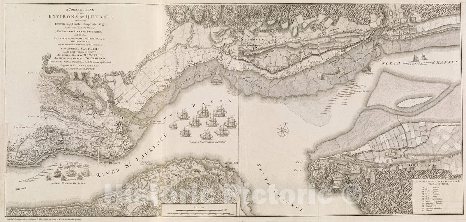 Historical Map, A correct Plan of the environs of Quebec, and of the battle fought on the 13th September, 1759 : together with a particular detail of the French lines, Vintage Wall Art