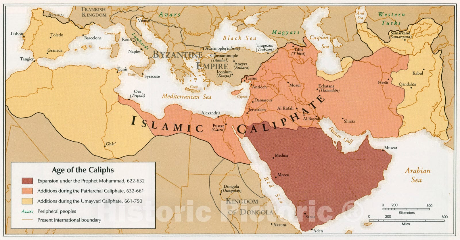 Historical Map, 1993 Age of The Caliphs, Vintage Wall Art