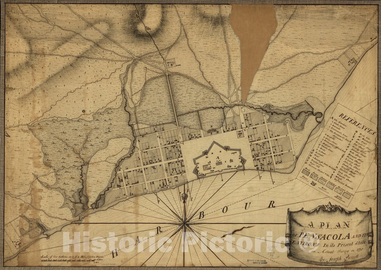 Historical Map, A Plan of Pensacola and its Environs in its Present State : from an Actual Survey in 1778, Vintage Wall Art