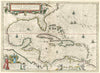 Historical Map, 1650 Insulae Americanae in Oceano Septentrionali, Cum terris adiacentibus, Vintage Wall Art