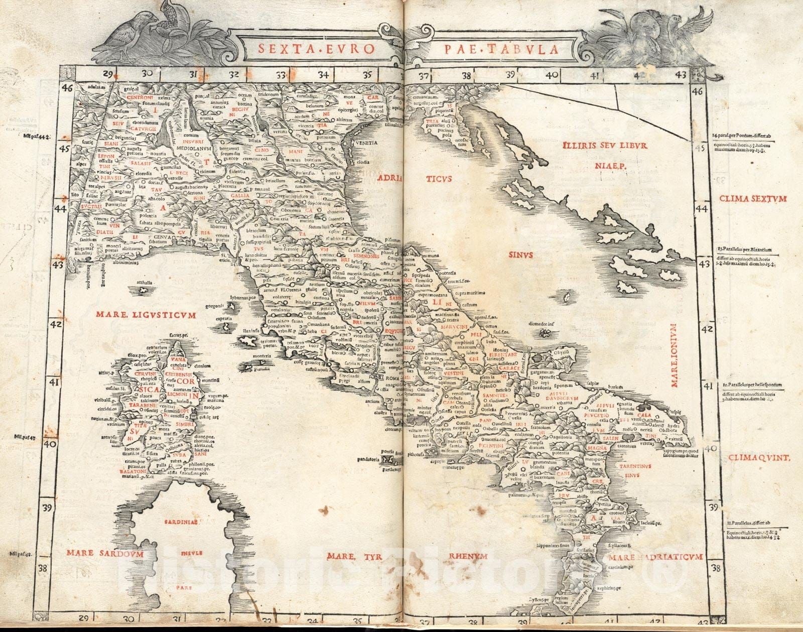Historical Map, 1511 Sexta Europae Tabula, Vintage Wall Art
