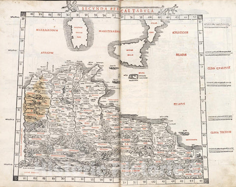 Historical Map, 1511 Secunda Africae tabula, Vintage Wall Art