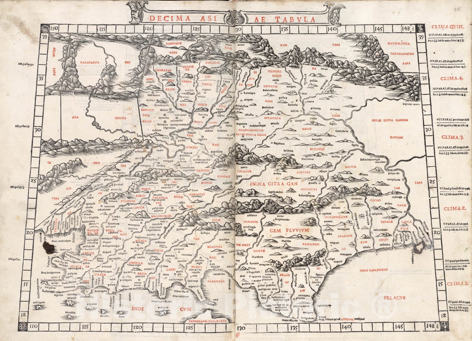 Historical Map, 1511 Decima Asiae Tabula, Vintage Wall Art
