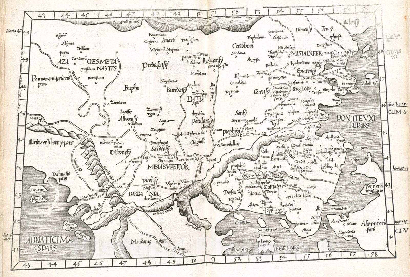 Historical Map, 1525 Tabula IX Europae, Vintage Wall Art