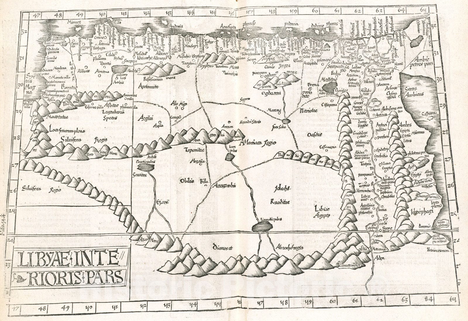 Historical Map, 1525 Libyae interioris pars, Vintage Wall Art