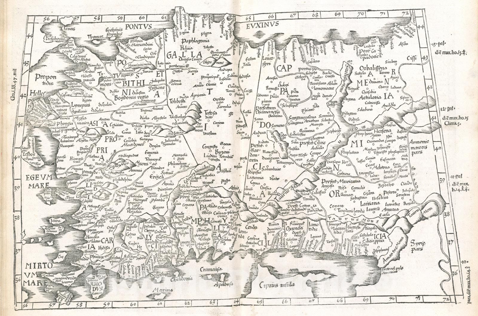 Historical Map, 1525 Tabula I Asiae, Vintage Wall Art