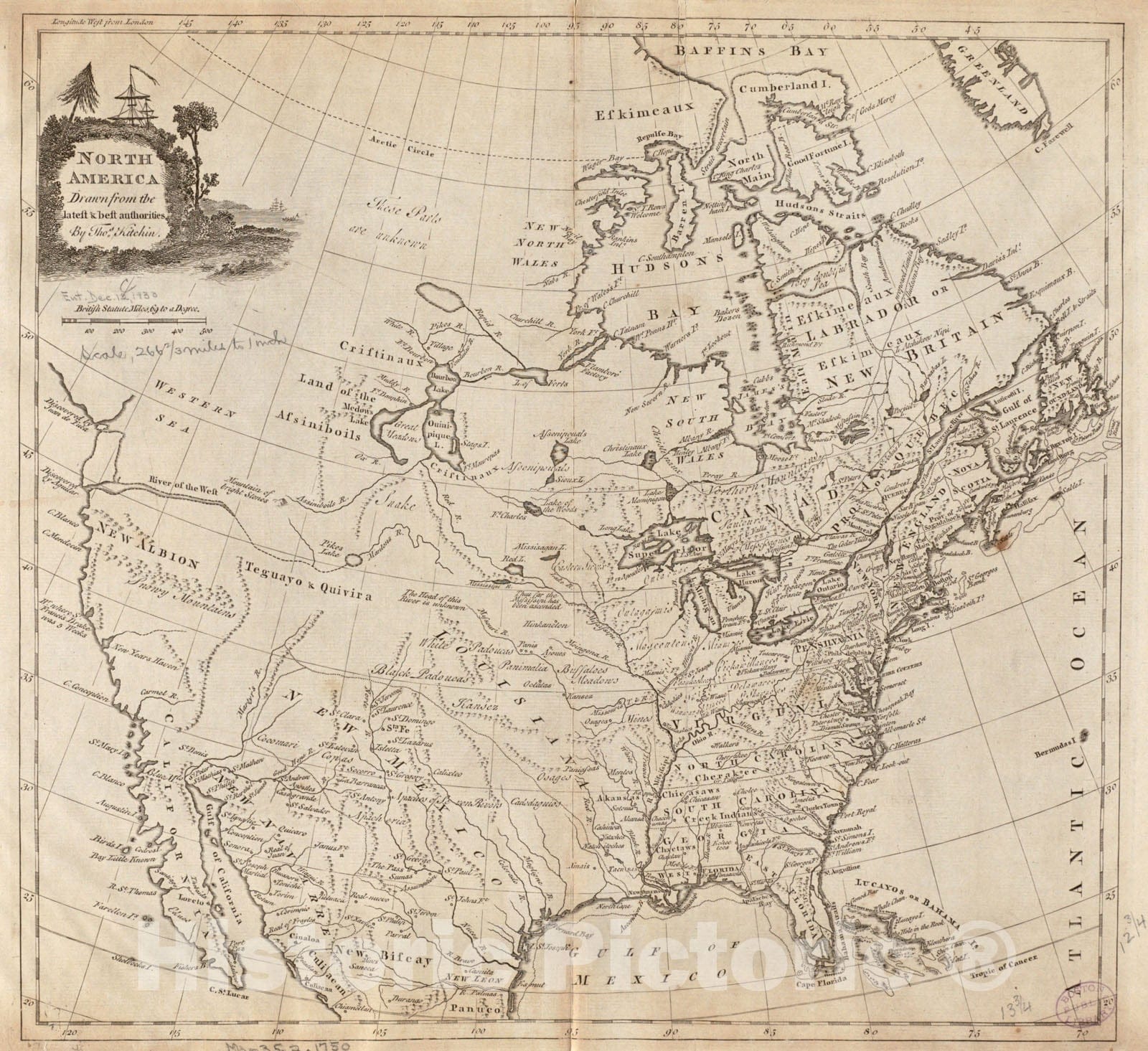 Historical Map, 1774 North America, Vintage Wall Art