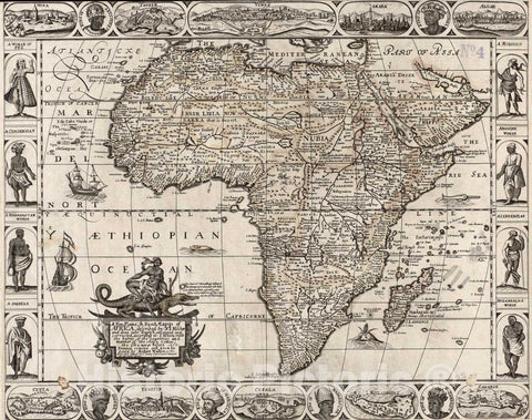Historical Map, 1658 A New, Plaine, Exact mapp of Africa : described by N.I. Visscher and Done into English, Enlarged and Corrected, According to I. Blaeu, Vintage Wall Art