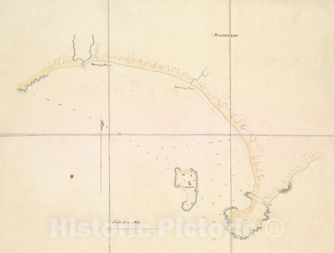 Historical Map, 1807 [Chart of Maldonado and The Island of Gorriti], Vintage Wall Art