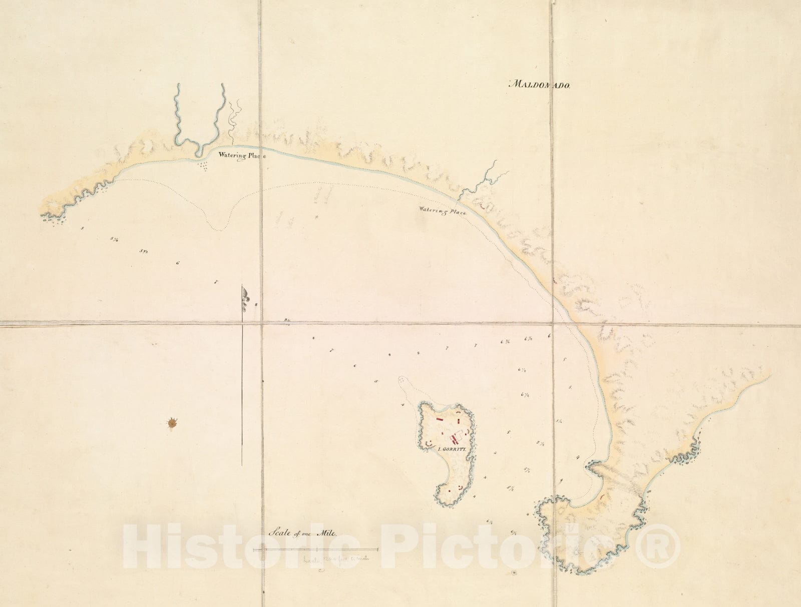 Historical Map, 1807 [Chart of Maldonado and The Island of Gorriti], Vintage Wall Art