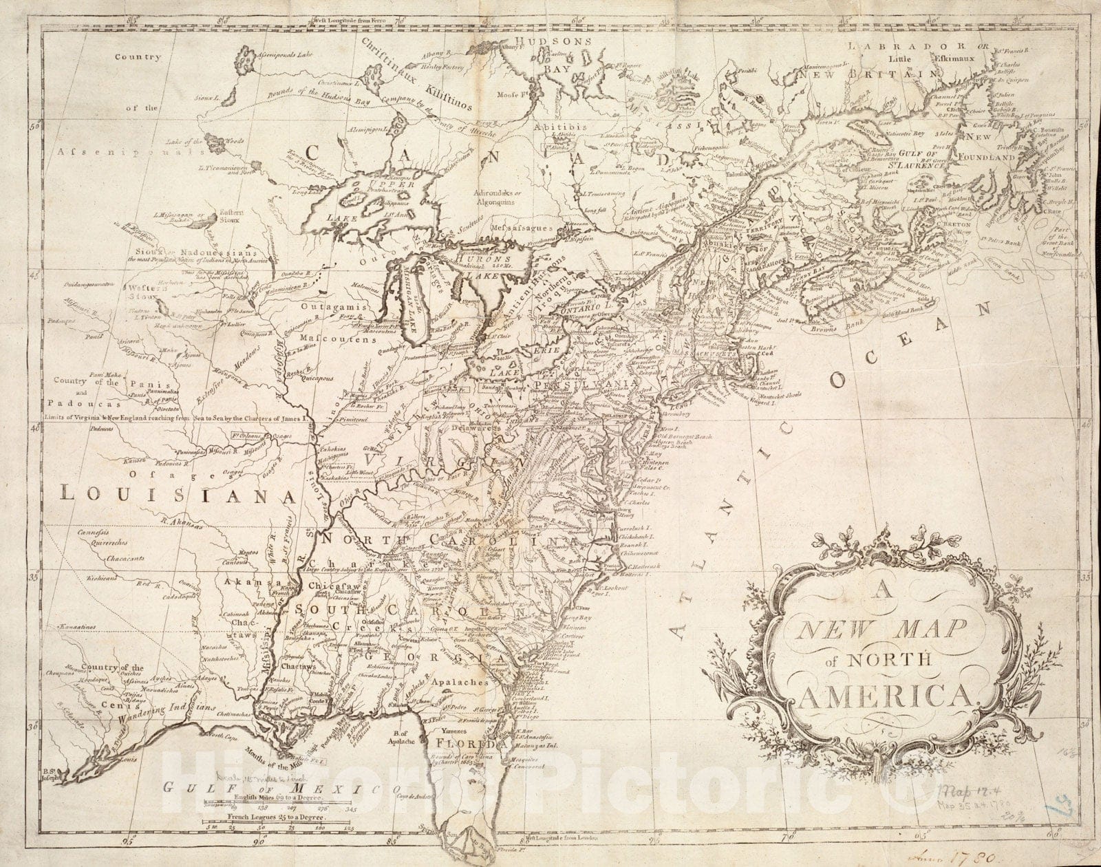 Historical Map, 1760 A New map of North America, Vintage Wall Art