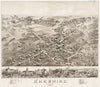Historical Map, View of Cheshire, Connecticut : 1882, Vintage Wall Art
