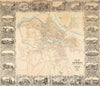 Historical Map, 1850 Plan of The City of Lowell, Massachusetts, Vintage Wall Art