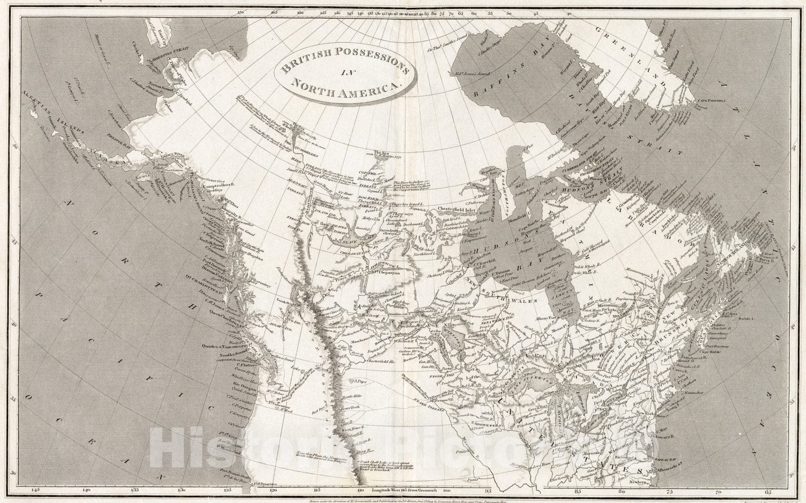 Historical Map, 1809 British Possessions in North America, Vintage Wall Art