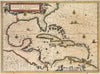 Historical Map, 1636 Insulae Americanae in Oceano Septentrionali, Cum terris adiacentibus, Vintage Wall Art