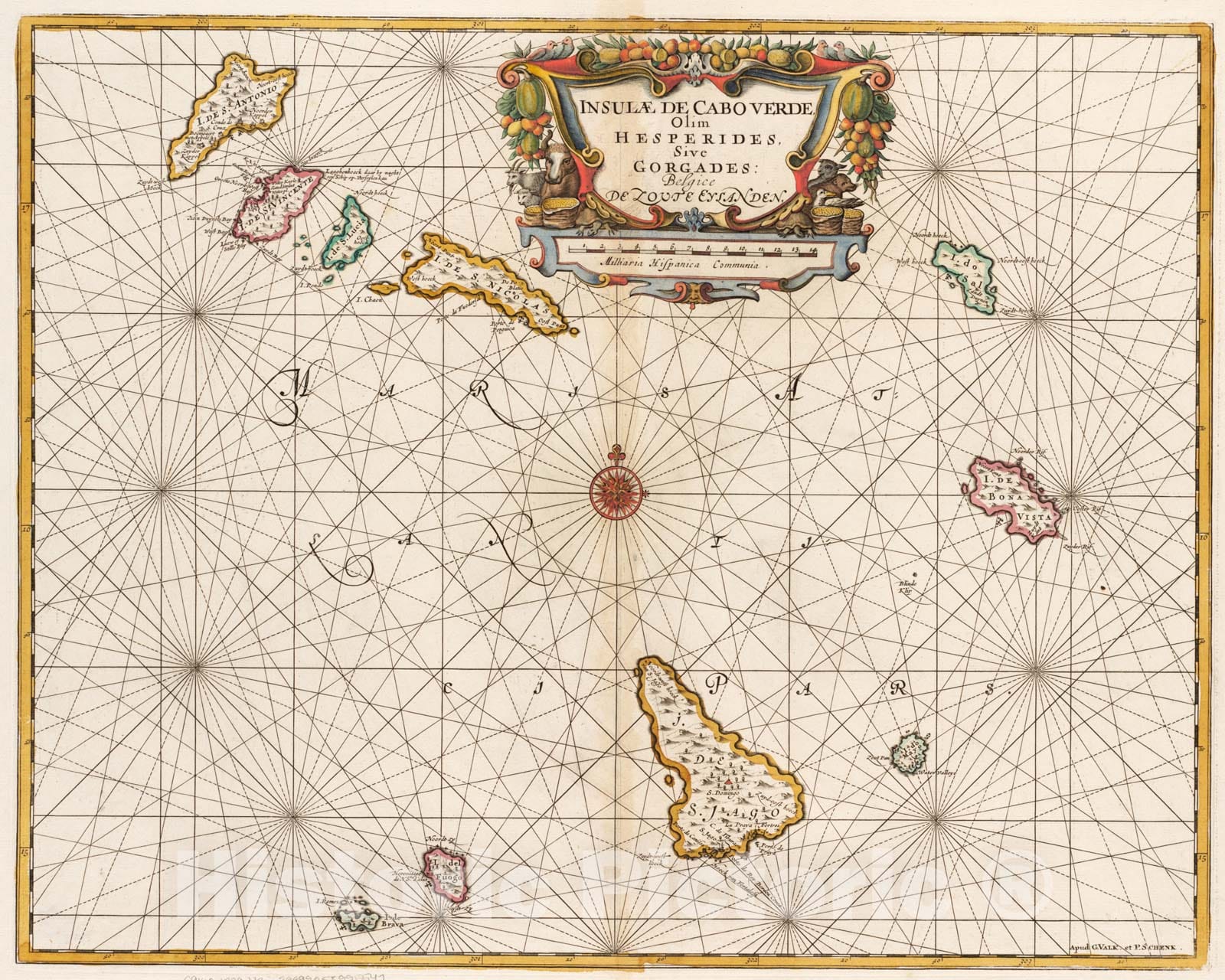Historical Map, 1709-1718 Insulae de Cabo Verde, Olim Hesperides, sive Gorgades : Belgice de zoute eylanden, Vintage Wall Art