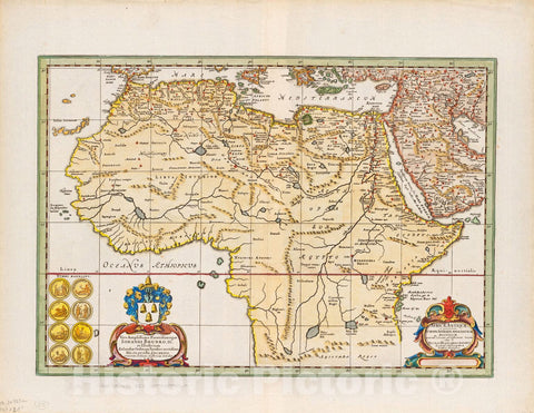 Historical Map, ca. 1662 Africae antiquae, et quarundam Europae, Asiaeque adiacentium regionum, Vintage Wall Art