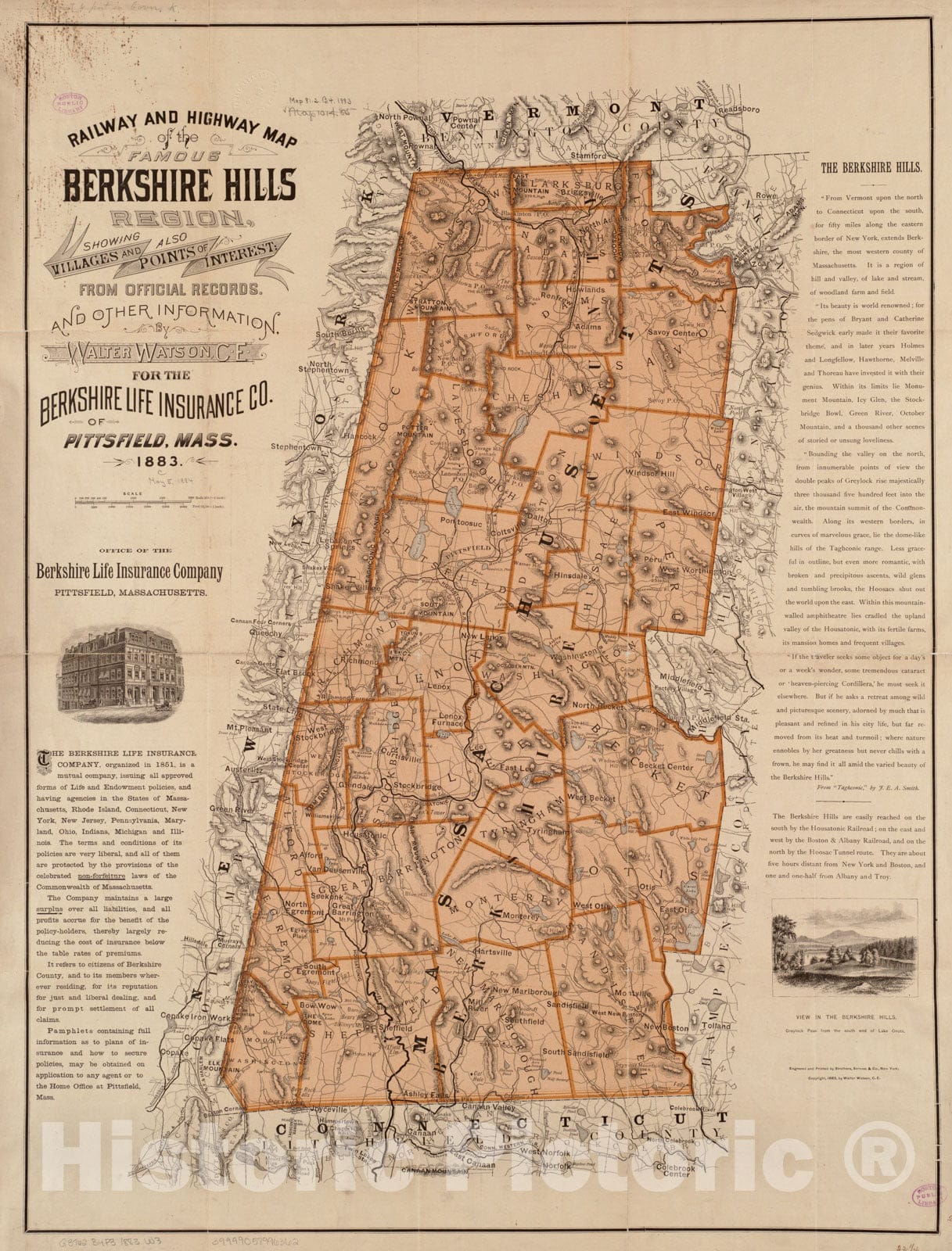 Historical Map, c.1883 Railway and Highway map of The Famous Berkshire ...