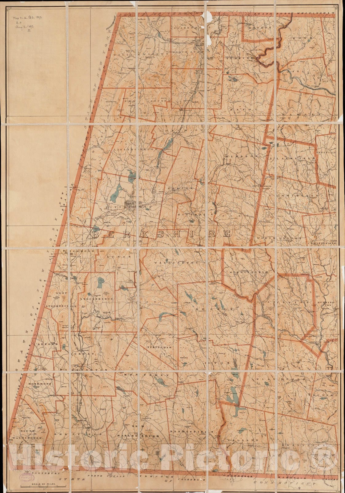 Historical Map, 1893 [Map of Berkshire County], Vintage Wall Art