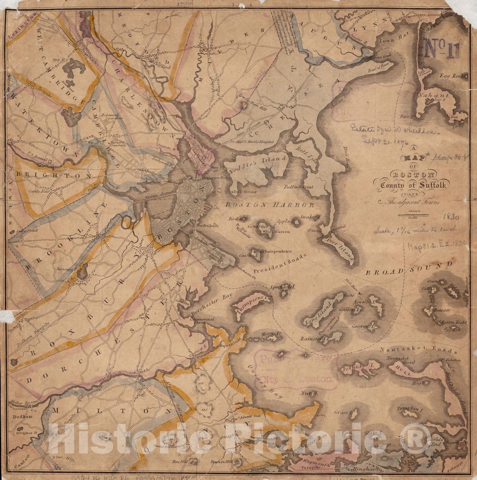 Historical Map, 1830 A map of Boston, County of Suffolk and The Adjacent Towns, Vintage Wall Art