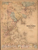 Historical Map, 1865 Chart of Boston Harbor and Massachusetts Bay : with map of The Adjacent Country, Vintage Wall Art