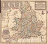 Historical Map, 1732 The Roads of ye South Part of Great Britain, Called England and Wales : Containing All ye Cities, Market Towns, Post Towns, Boroughs, Vintage Wall Art
