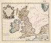 Historical Map, 1730 Les Isles Britanniques ou sont le royaumes d'Angleterre, Vintage Wall Art
