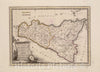 Historical Map, 1792 L' Isola di Sicilia divisa Nelle sue Valli, Vintage Wall Art