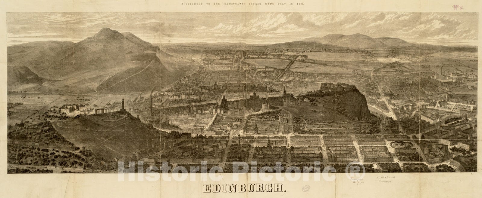 Historical Map, 1868 Edinburgh, Vintage Wall Art