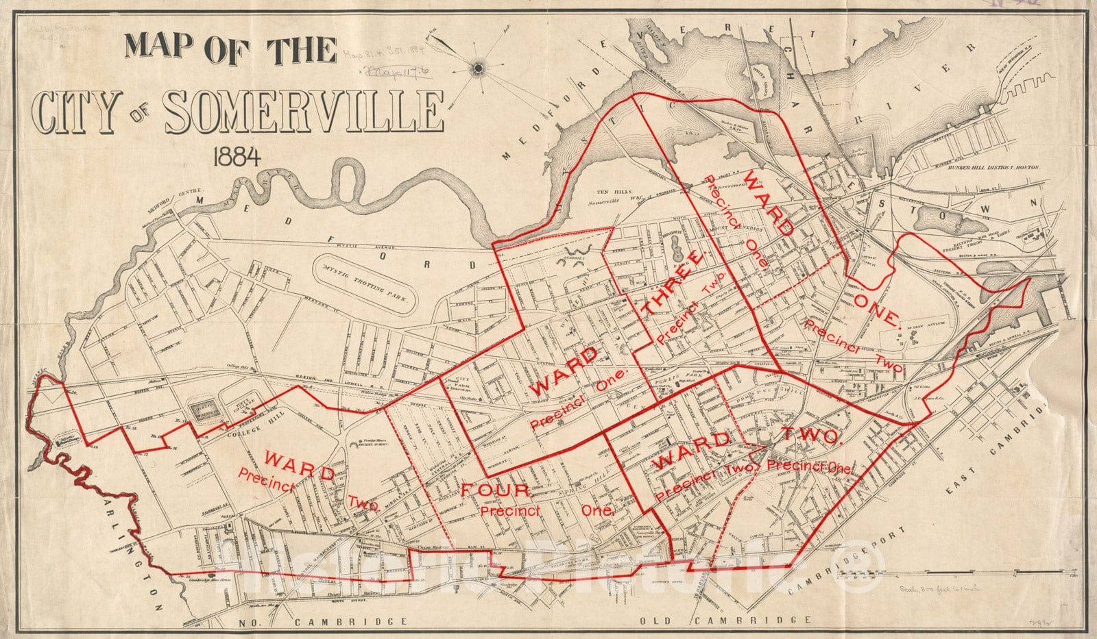 Historical Map, Map of The City of Somerville 1884, Vintage Wall Art