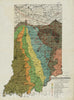 Historical Map, 1890-1899 Geological map of Indiana, Showing Location of Stone Quarries and Natural Gas and Oil Areas, Vintage Wall Art