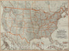 Historical Map, 1918 General Railway map Engraved expressly for The Official Guide of The Railways and steam Navigation Lines of The United States, Porto Rico, Canada, Vintage Wall Art