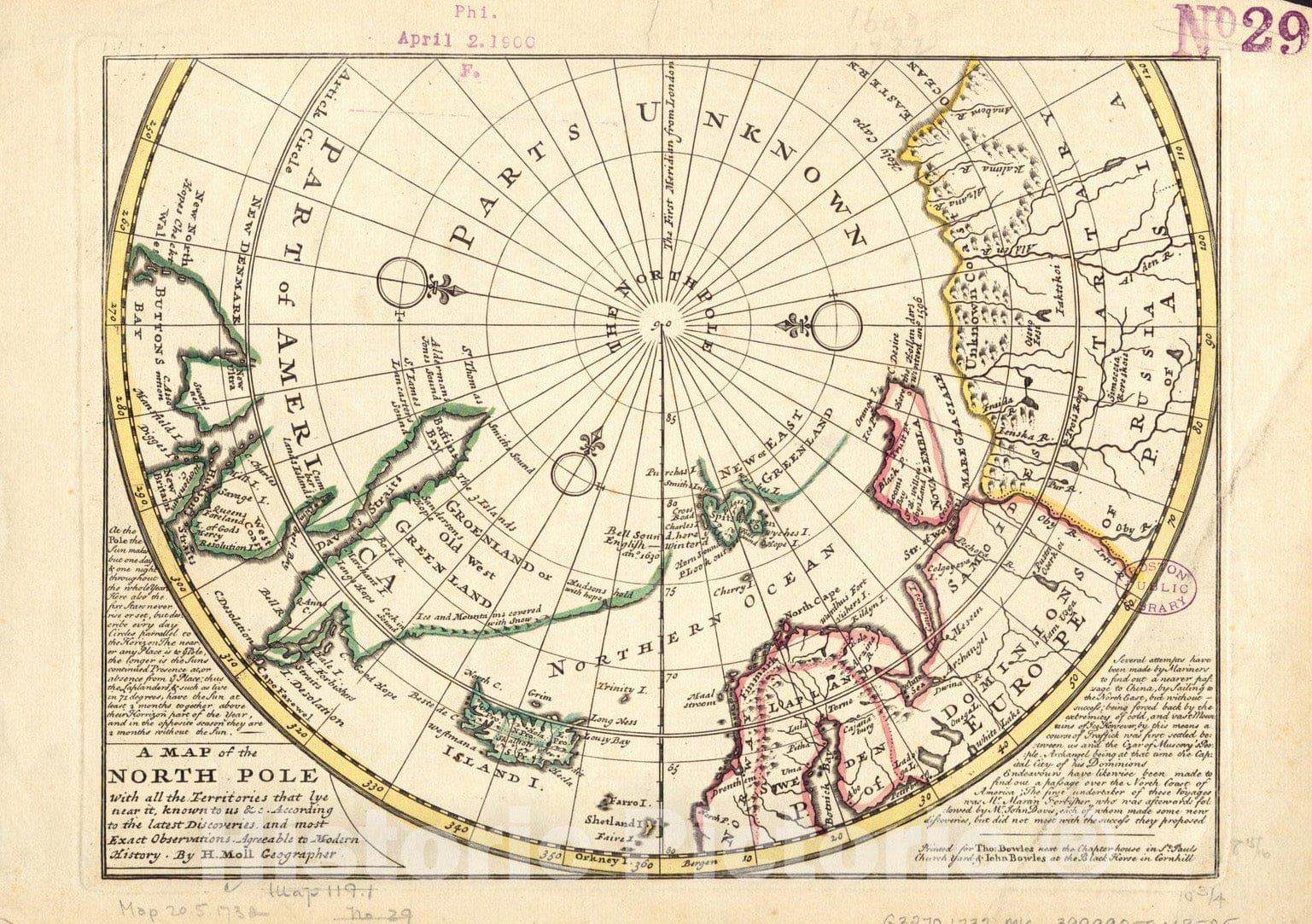 Historical Map, 1732 A map of The North Pole with All The Territories That Lye Near it, Known to us et Cetera. According to The Latest Discoveries, Vintage Wall Art