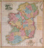 Historical Map, 1835 Ireland, from The Best Authorities : with Distances in Miles from Dublin, Vintage Wall Art