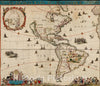Historical Map, 1660 Noua et accurata totius Americae Tabula, Vintage Wall Art