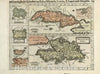 Historical Map, 1630 Beschryvinghe der eylanden Van Cuba, Hispaniola, Iamaica, S. Ioannis ende Margarita, Vintage Wall Art