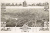 Historical Map, Bird's Eye View of The City of Brockton, Plymouth County, Mass : Looking Southwest, 1882, Vintage Wall Art
